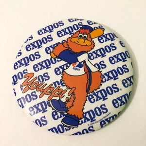 Vintage 1980  Expos Mascot Youppi Baseball Pin Back Button